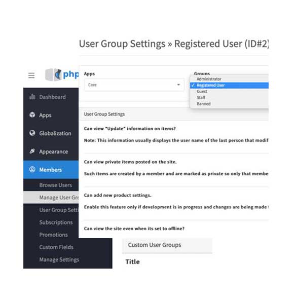 Admin Usergroups Screenshot